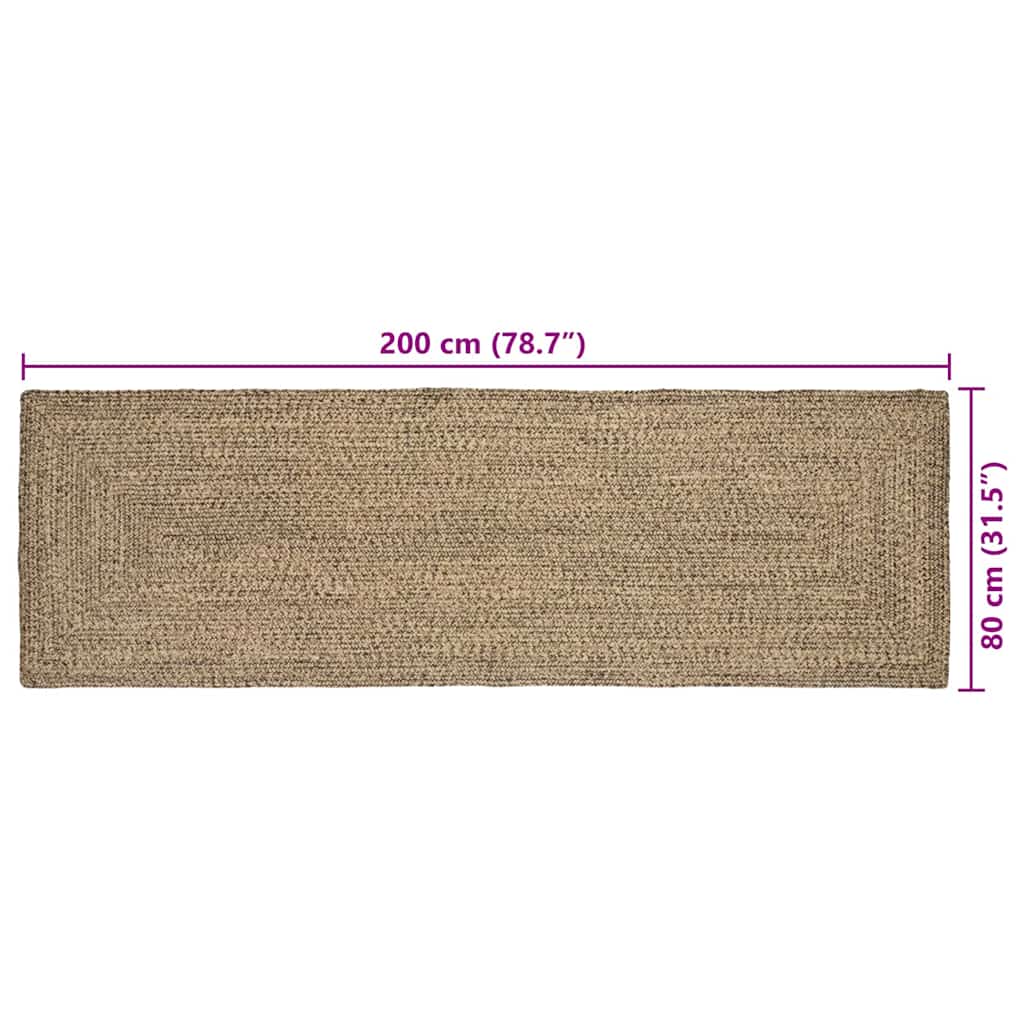 vidaXL Χαλιά χώρου Φυσικό και Μαύρο 80 x 200 cm Γιούτα