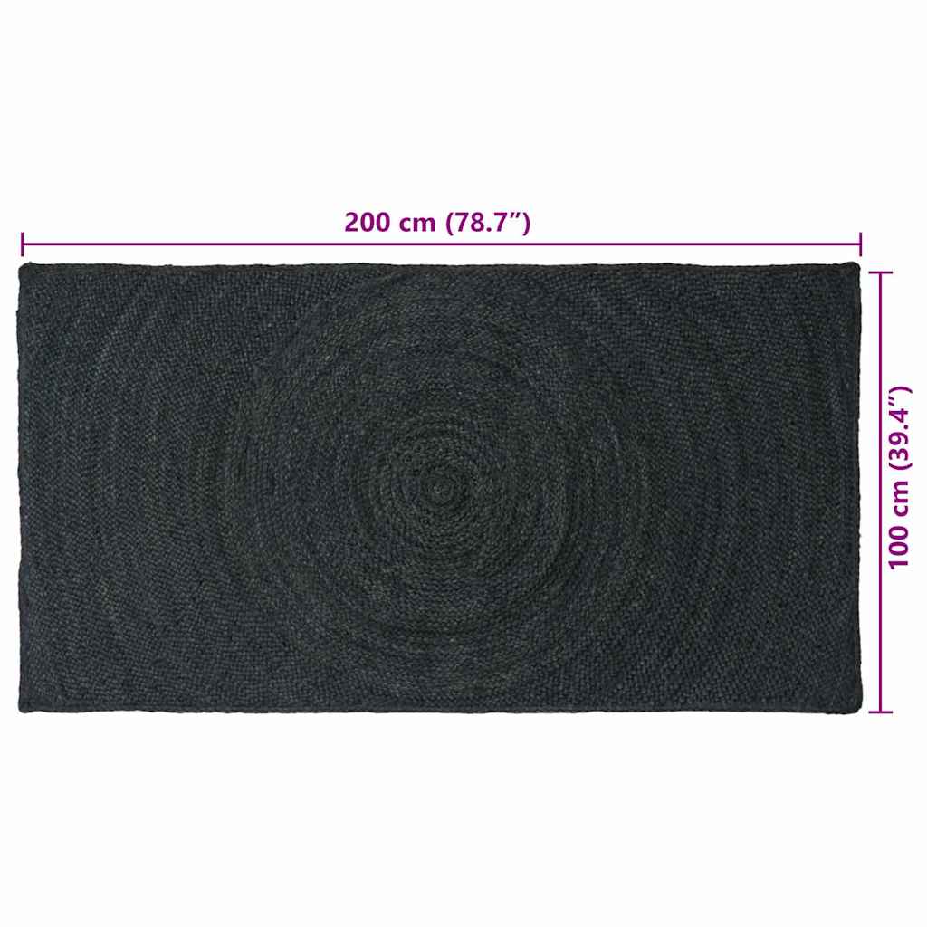 vidaXL Χαλιά χώρου Σκούρο Γκρι 100 x 200 cm Γιούτα