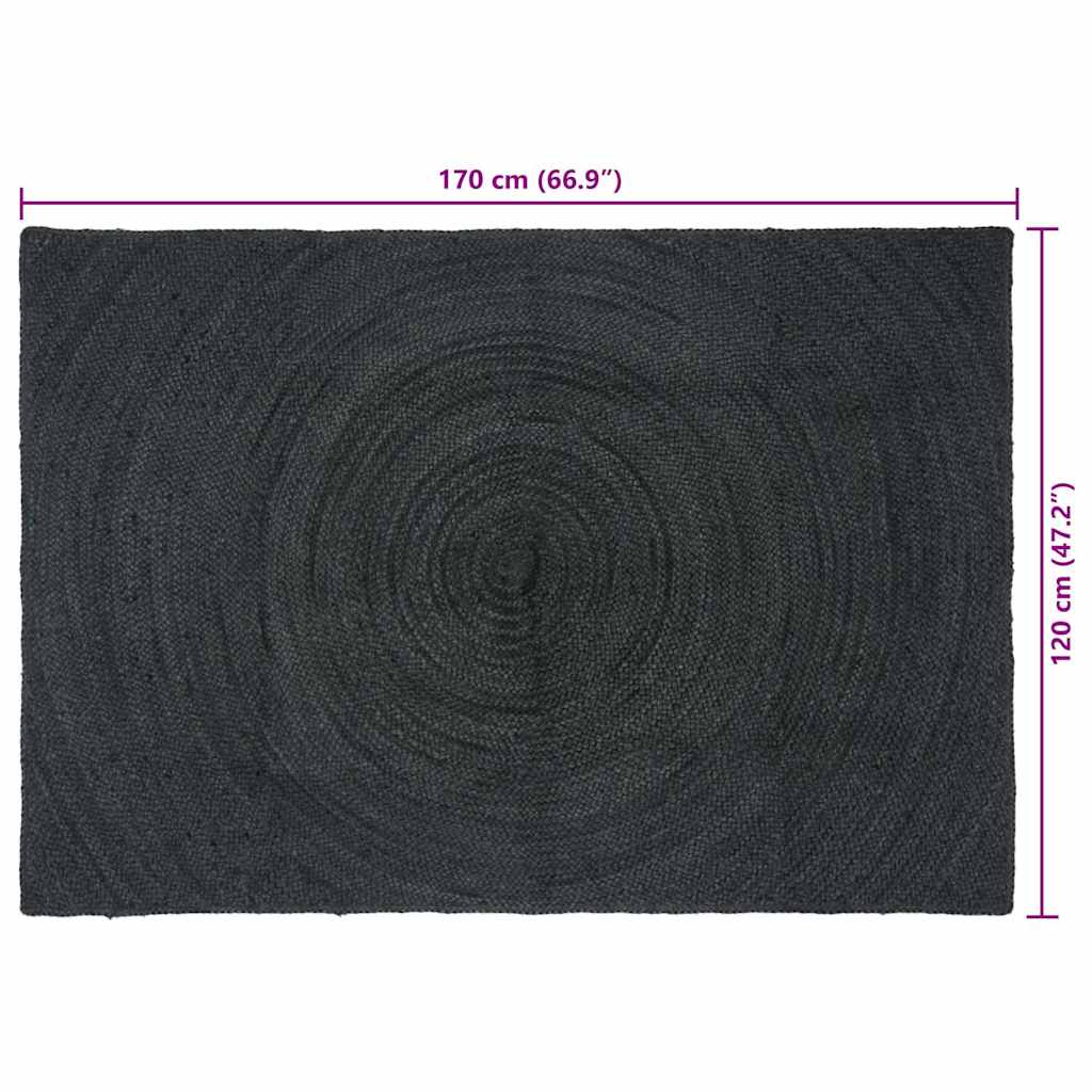 vidaXL Χαλιά χώρου Σκούρο Γκρι 120 x 170 cm Γιούτα