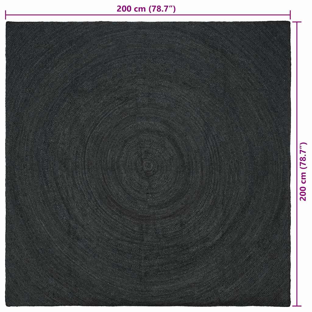 vidaXL Χαλί Σκούρο Γκρι 200 x 200 cm Γιούτα