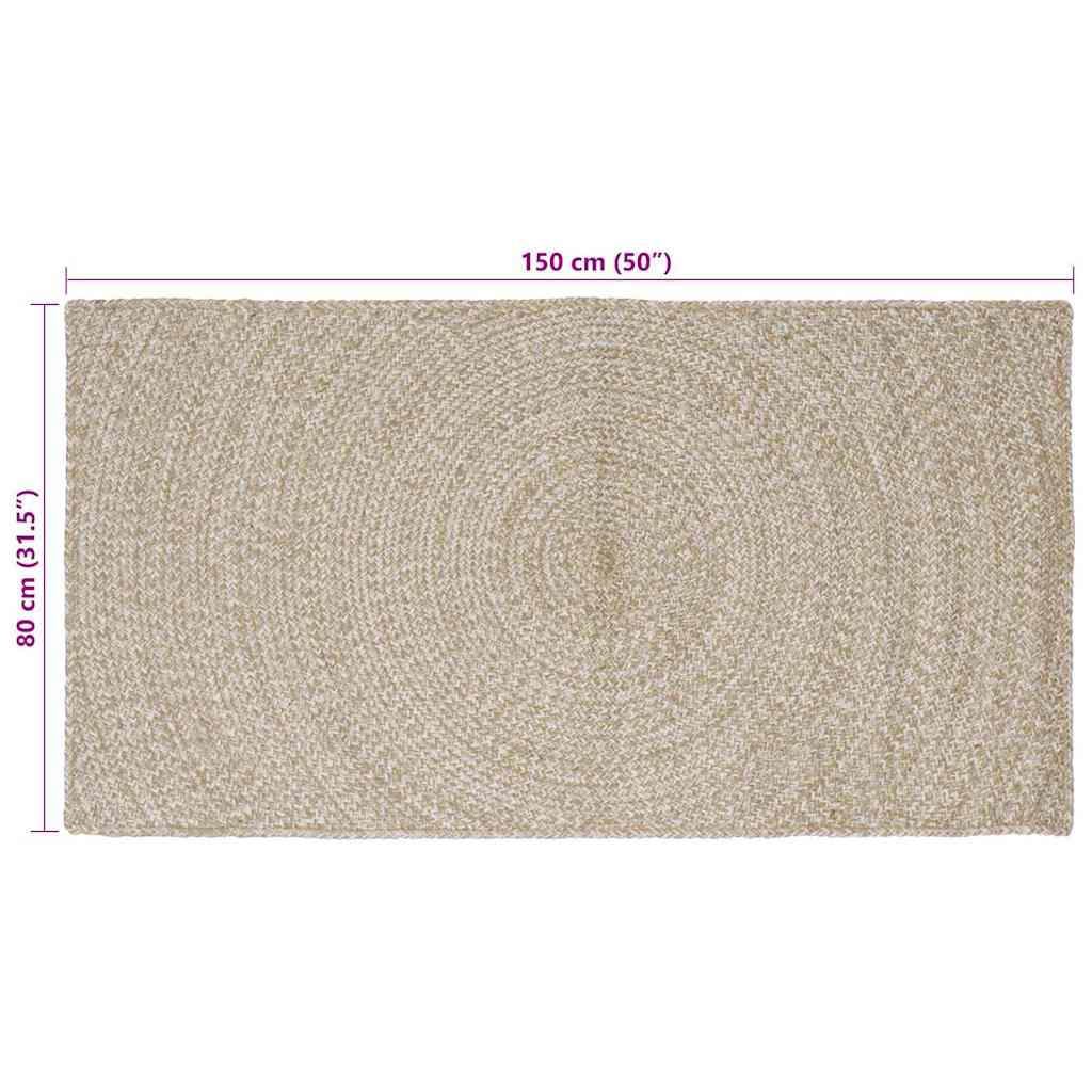 vidaXL Χαλιά χώρου Φυσικό και Λευκό 80 x 150 cm Γιούτα