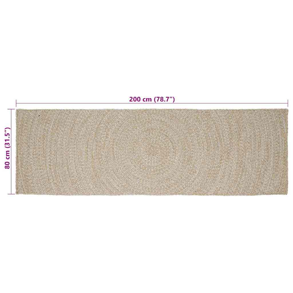 vidaXL Χαλιά χώρου Φυσικό και Λευκό 80 x 200 cm Γιούτα