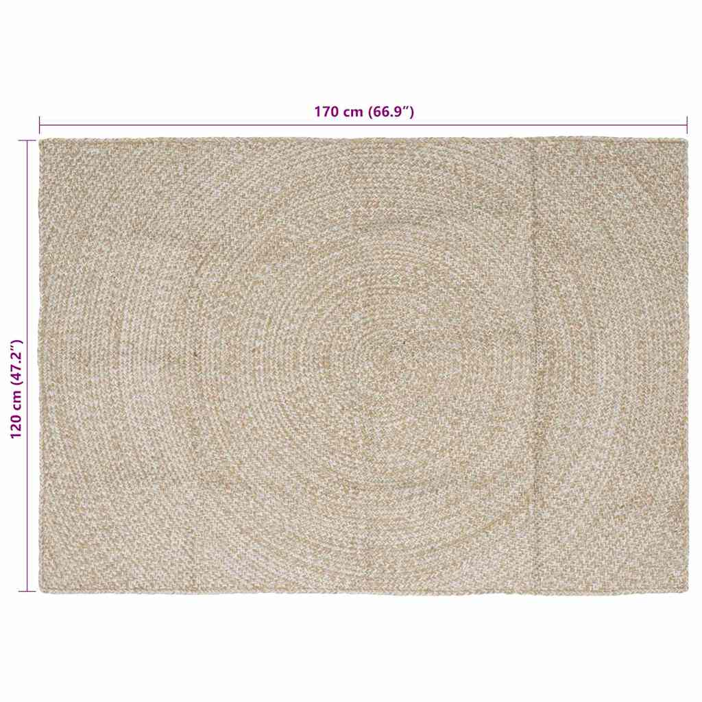 vidaXL Χαλιά χώρου Φυσικό και Λευκό 120 x 170 cm Γιούτα