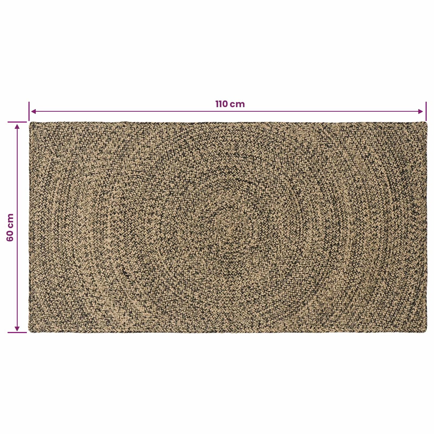 vidaXL Χαλιά χώρου Φυσικό και Μαύρο 60 x 110 cm Γιούτα
