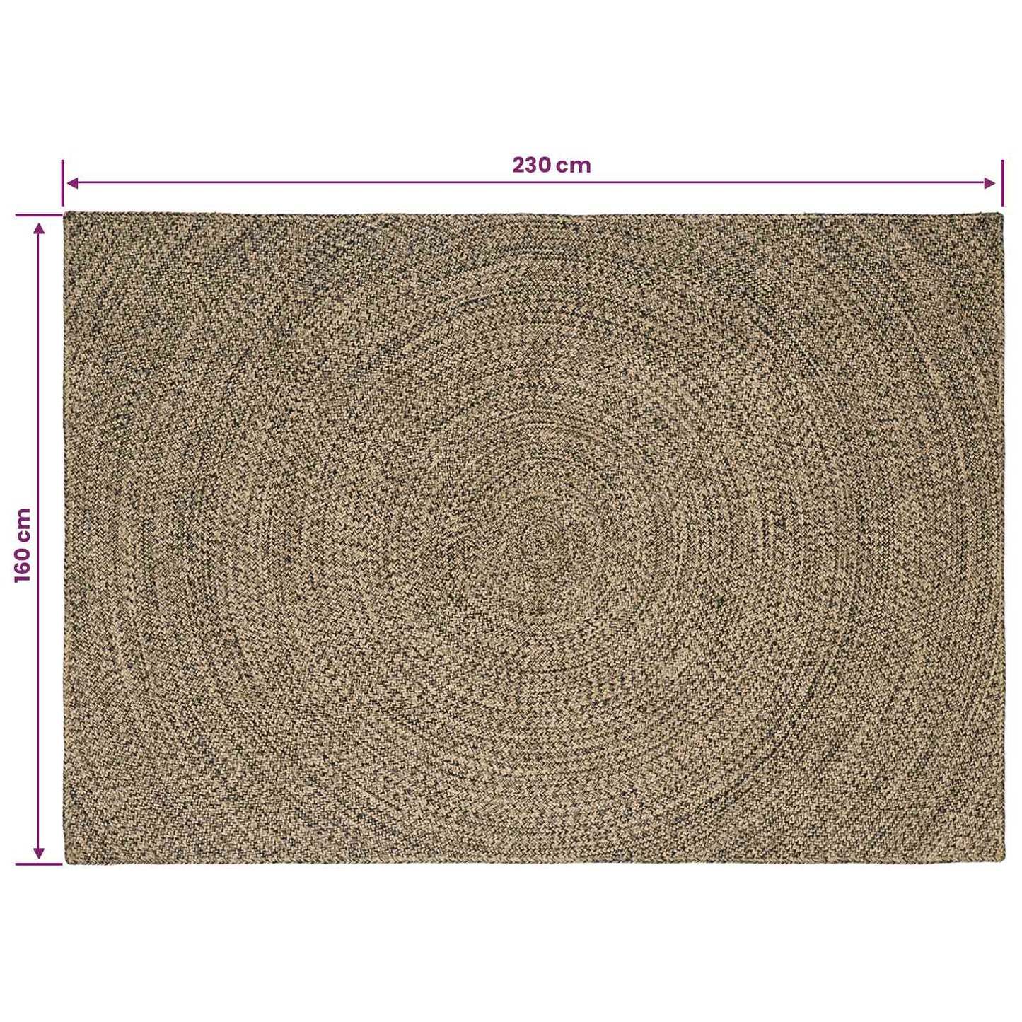 vidaXL Χαλιά χώρου Φυσικό και Μαύρο 160 x 230 cm Γιούτα