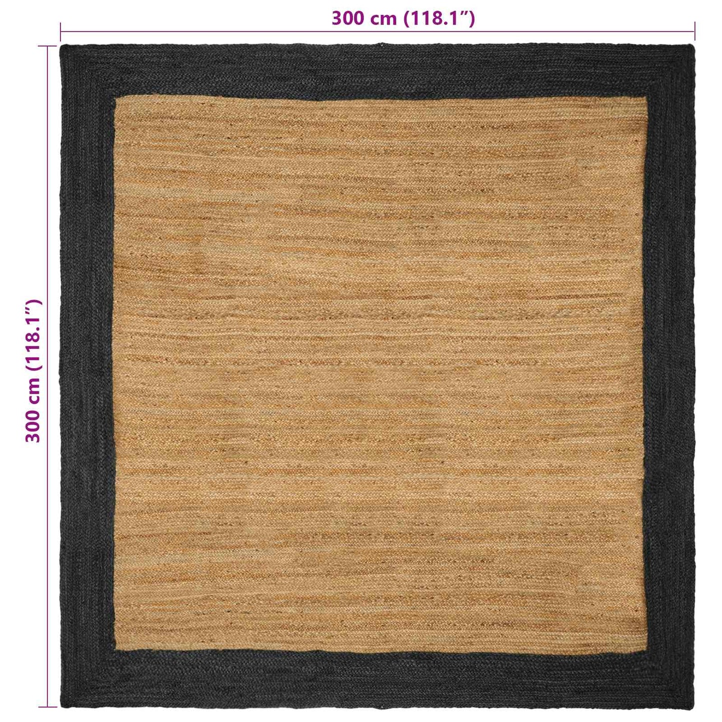 vidaXL Χαλιά χώρου Σκούρο Γκρι 300 x 300 cm Γιούτα