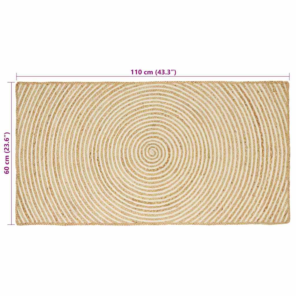 vidaXL Χαλιά χώρου Λευκό 60 x 110 cm Γιούτα