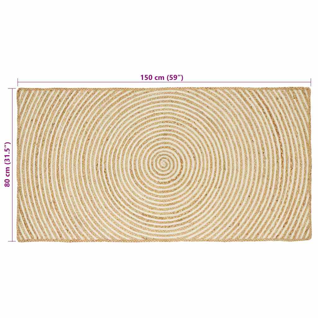vidaXL Χαλιά χώρου Λευκό 80 x 150 cm Γιούτα