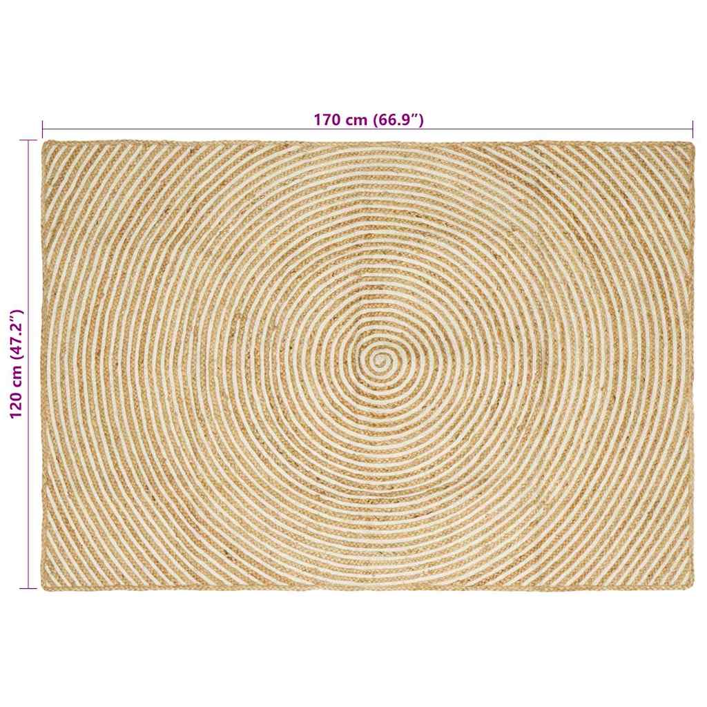 vidaXL Χαλιά χώρου Λευκό 120 x 170 cm Γιούτα