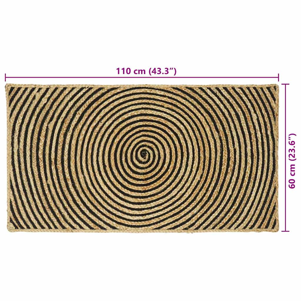 vidaXL Χαλιά χώρου Μαύρο 60 x 110 cm Γιούτα