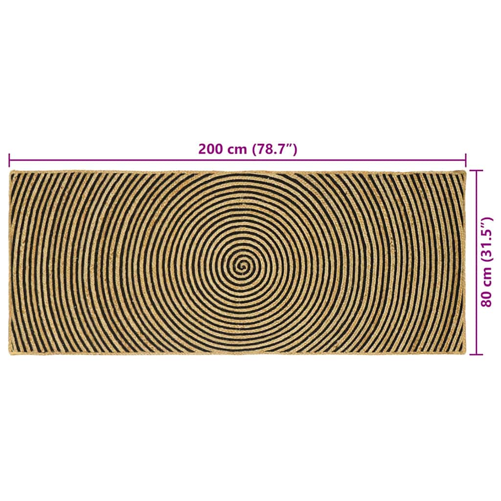 vidaXL Χαλιά χώρου Μαύρο 80 x 200 cm Γιούτα