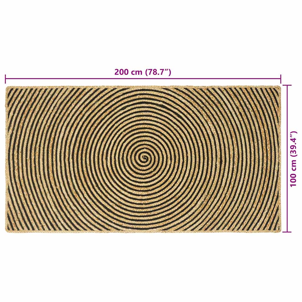 vidaXL Χαλιά χώρου Μαύρο 100 x 200 cm Γιούτα