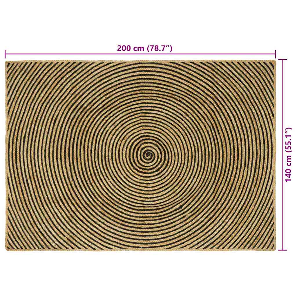vidaXL Χαλιά χώρου Μαύρο 140 x 200 cm Γιούτα