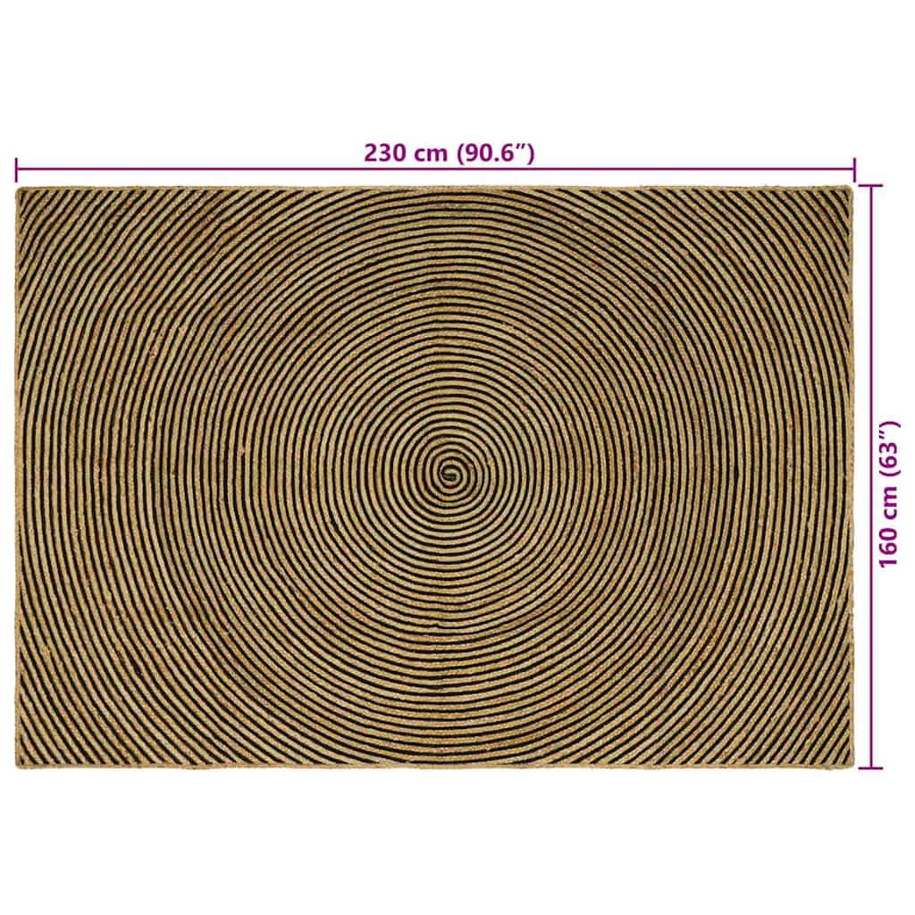 vidaXL Χαλιά χώρου Μαύρο 160 x 230 cm Γιούτα