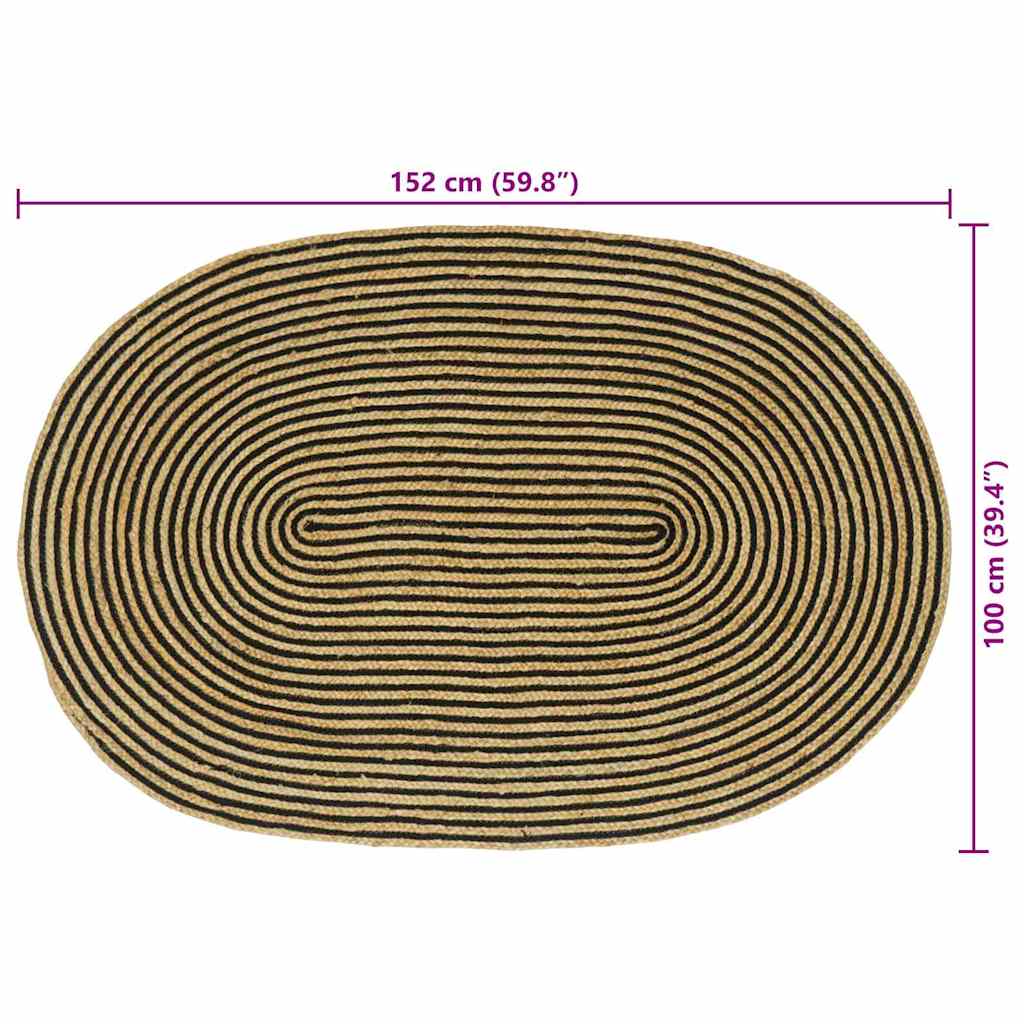 vidaXL Χαλιά χώρου Φυσικό και Μαύρο 100 x 152 εκ. Γιούτα