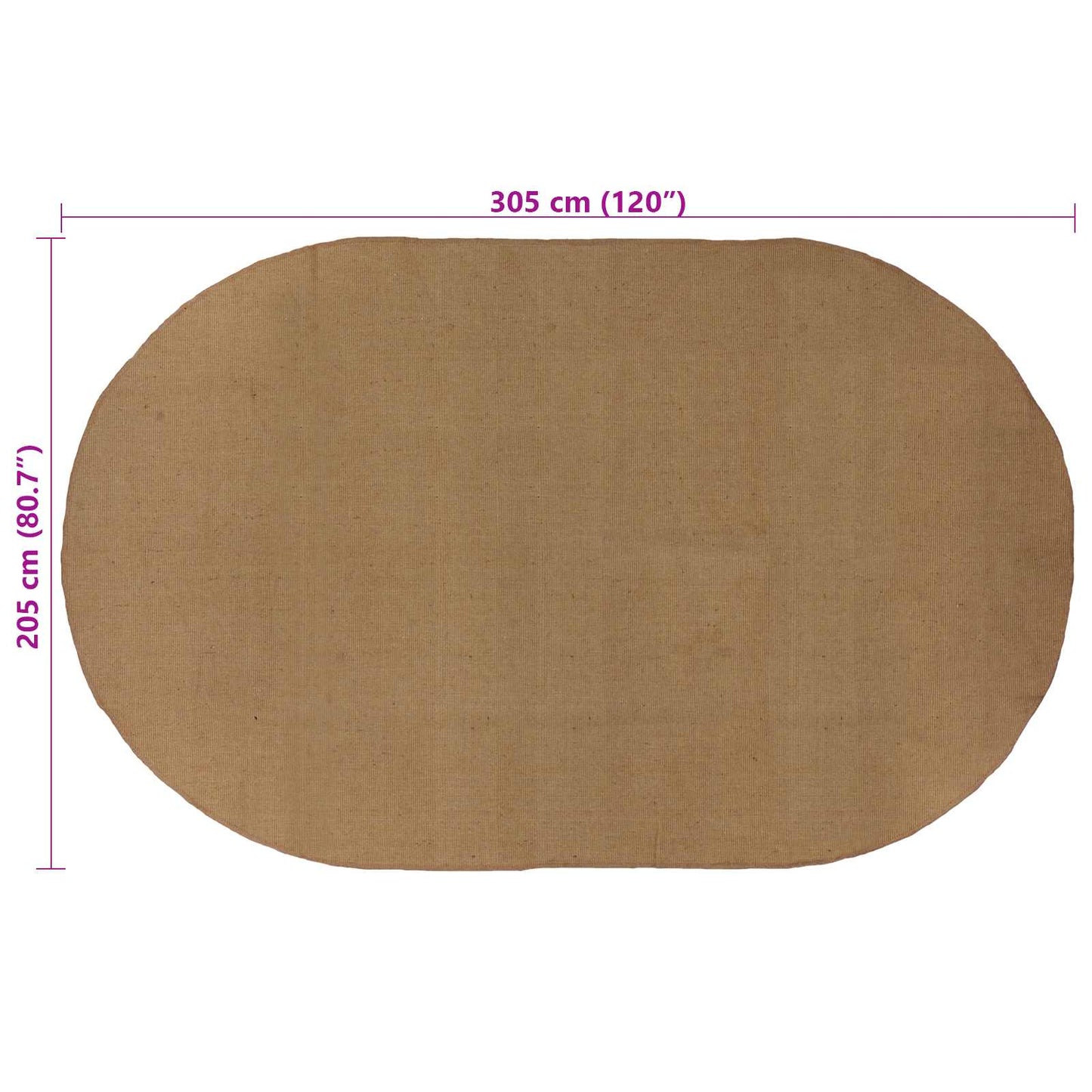 vidaXL Χαλιά χώρου Φυσικό 205 x 305 εκ Γιούτα