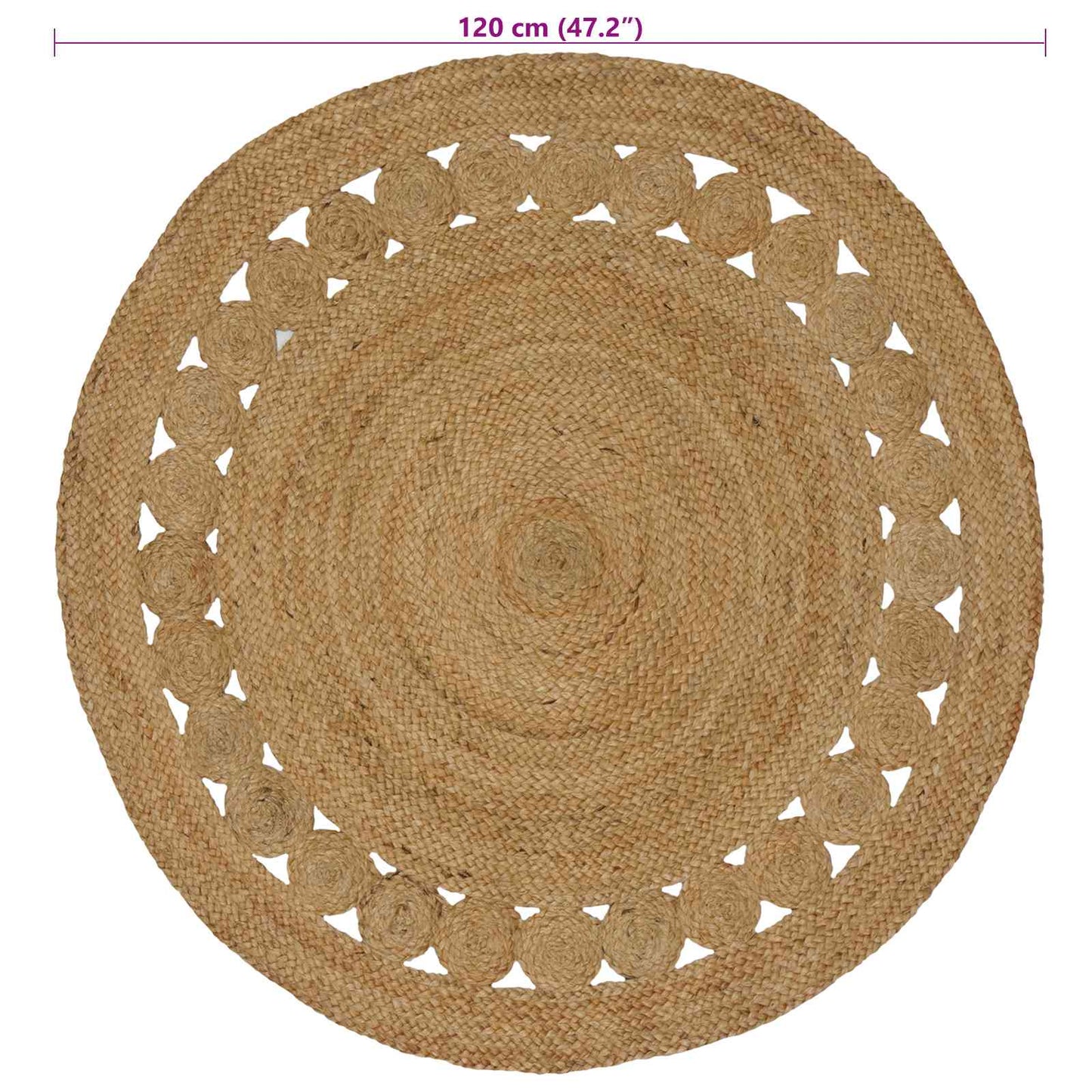 vidaXL Χαλιά χώρου Φυσικό Ø 120 cm Γιούτα