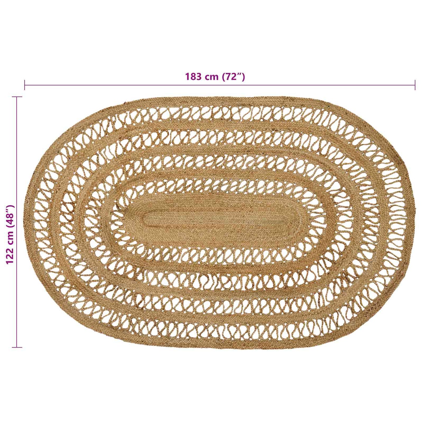 vidaXL Χαλιά χώρου Φυσικό 122 x 183 cm Γιούτα