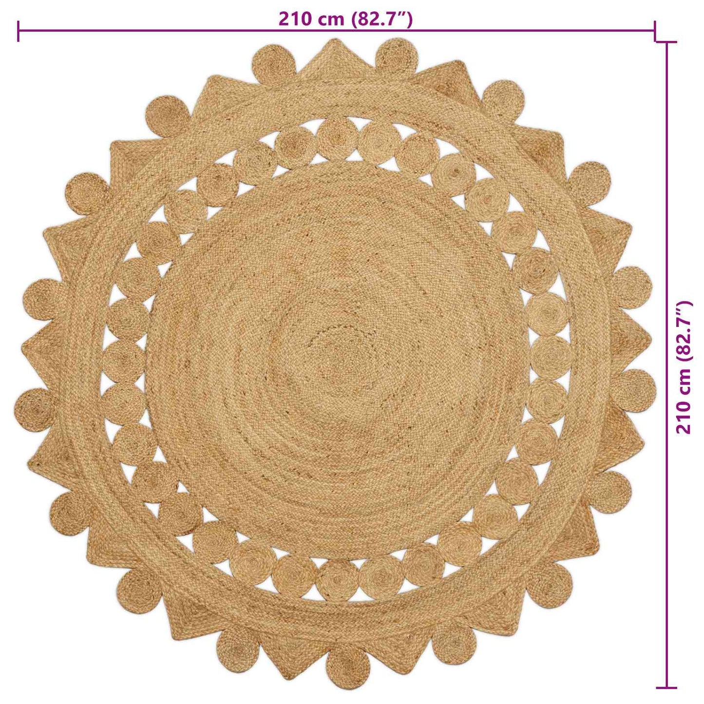 vidaXL Χαλί Καφέ Ø 210 cm Γιούτα