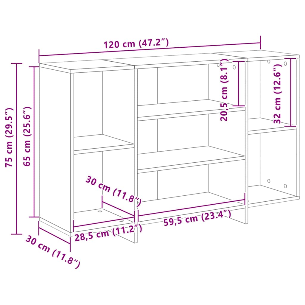 vidaXL Πλαϊνό γραφείο Artisan Oak 120 x 30 x 75 εκ Επεξεργασμένο ξύλο