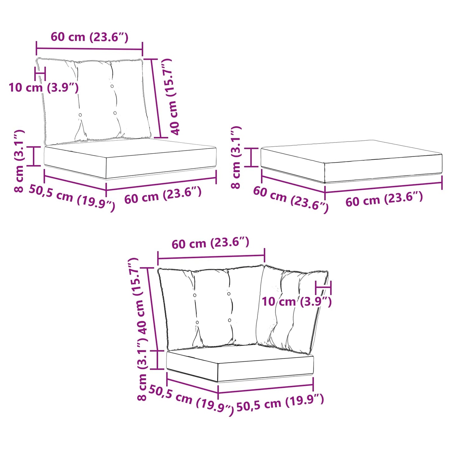 vidaXL Σειρά Καναπέ Εξωτερικού με μαξιλάρι 6 pcs Φυσικό και Κρέμα