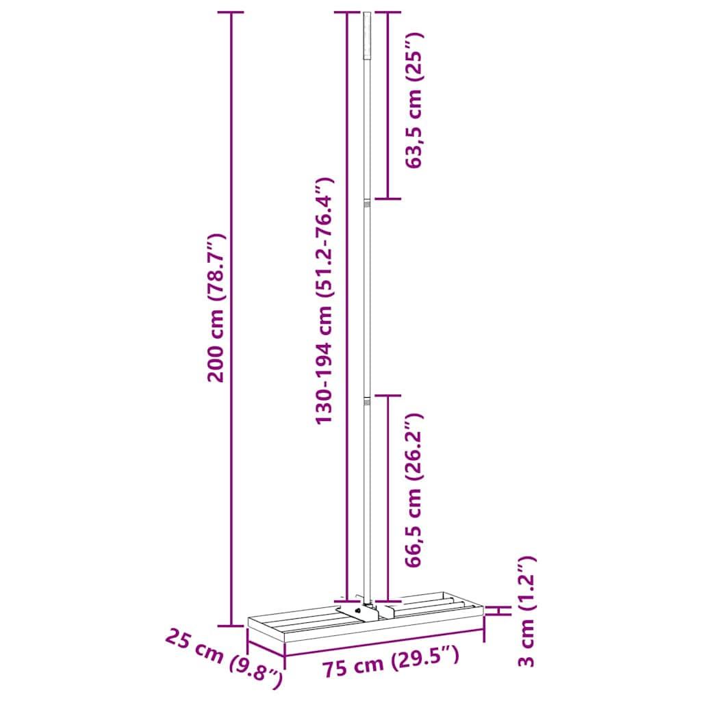 vidaXL Φτυάρι Κήπου Ασημί 75 x 25 x 200 εκ Ανοξείδωτο ατσάλι