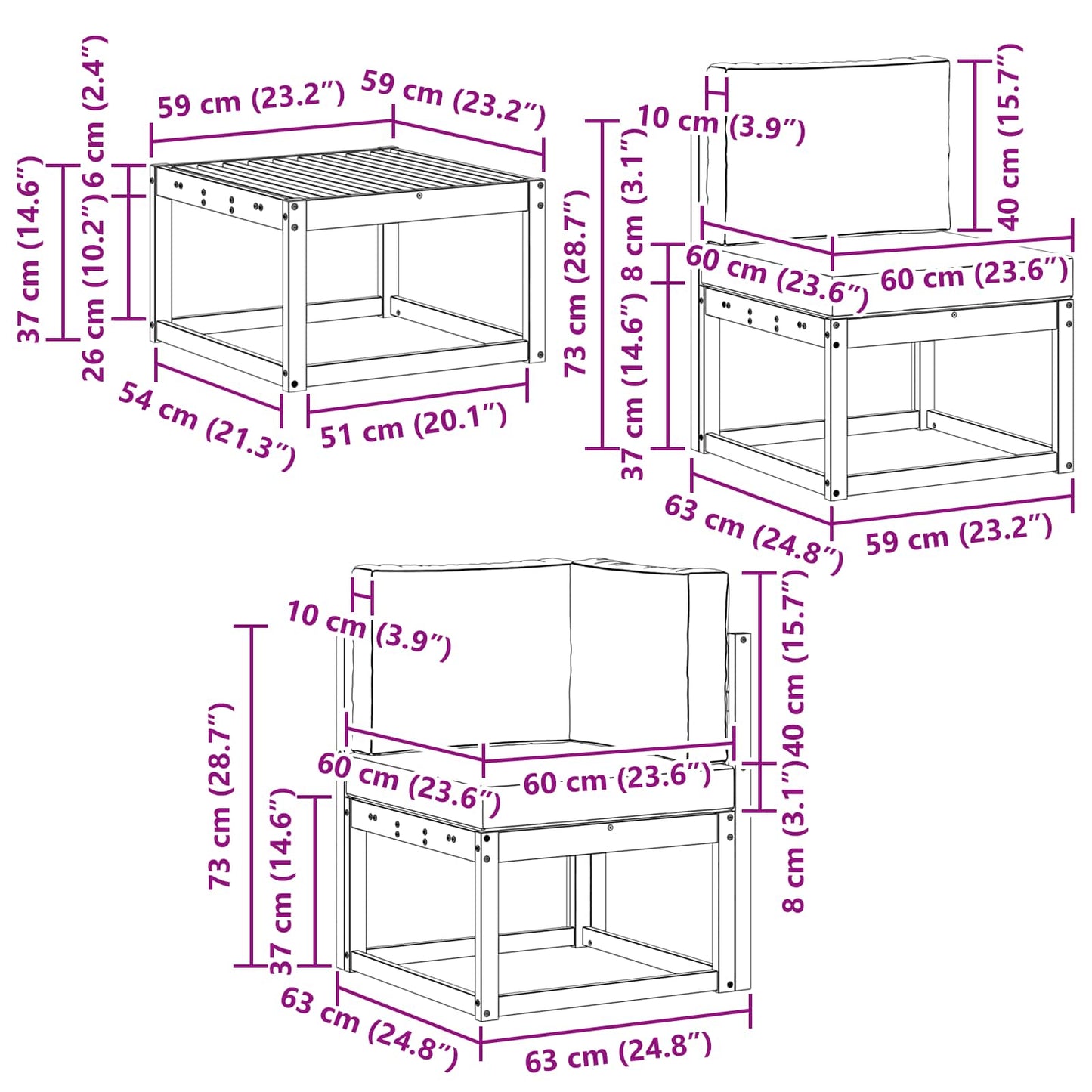 vidaXL Σειρά Καναπέ Εξωτερικού με μαξιλάρι 6 pcs Φυσικό και Κρέμα