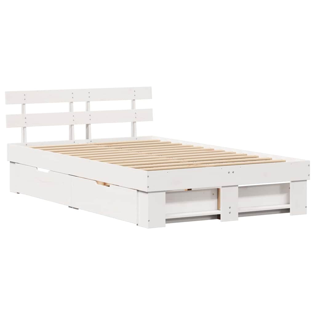 vidaXL Σκελετός Κρεβατιού Λευκό 140 x 190 cm Στερεά ξυλεία πεύκου