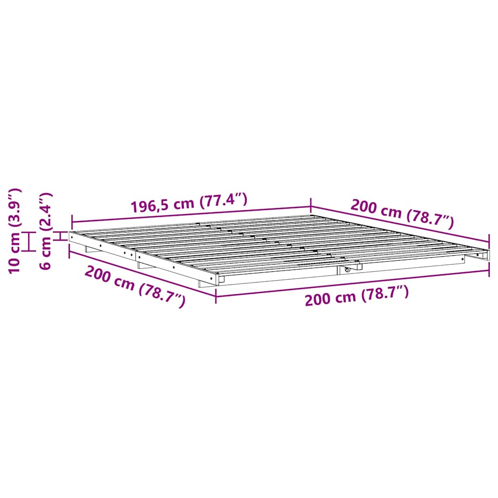 vidaXL Σκελετός Κρεβατιού Λευκό 200 x 200 cm Στερεά ξυλεία πεύκου