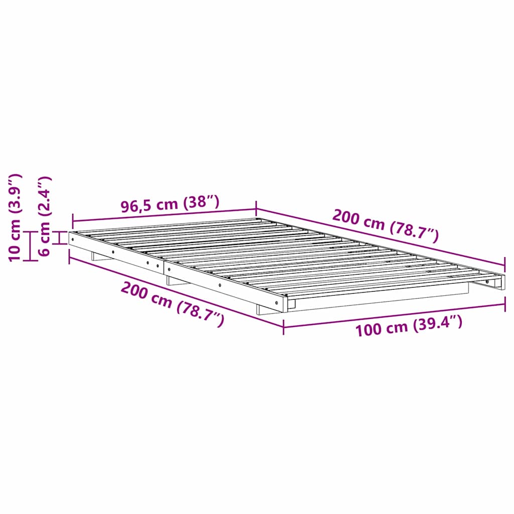 vidaXL Σκελετός Κρεβατιού Κερωτό καφέ 100 x 200 cm