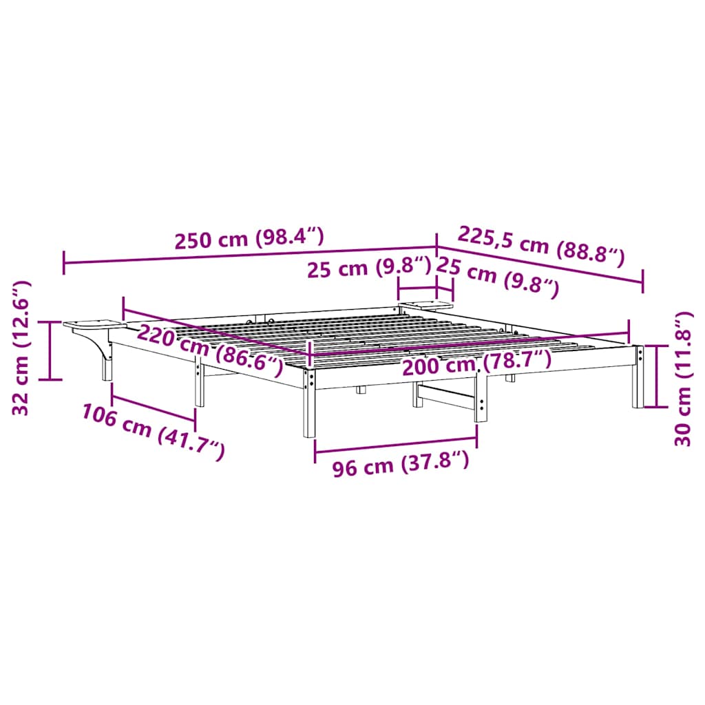 vidaXL Κρεβατοκάμαρα με Πλαϊνά Τραπέζια Κερωτό καφέ 200 x 220 cm