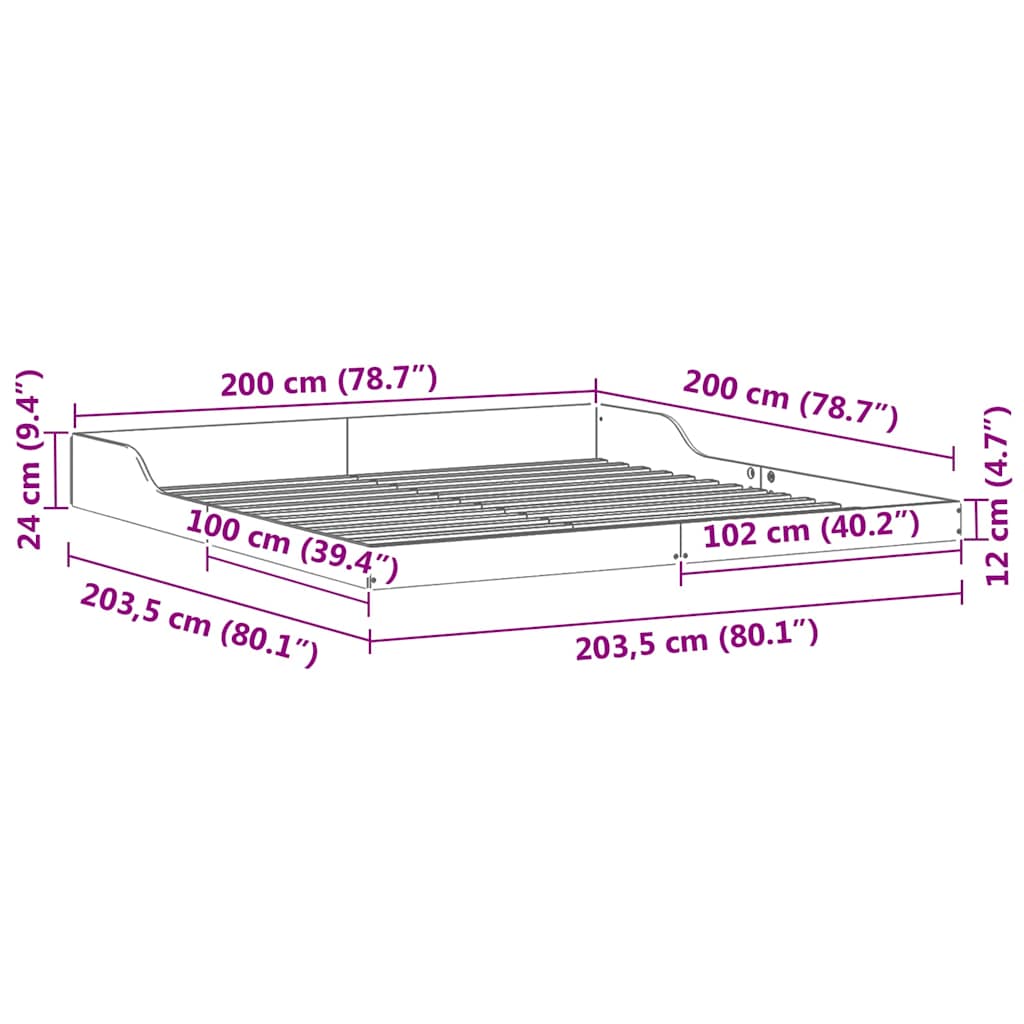 vidaXL Σκελετός Κρεβατιού Καφέ 200 x 200 cm Στερεά ξυλεία πεύκου