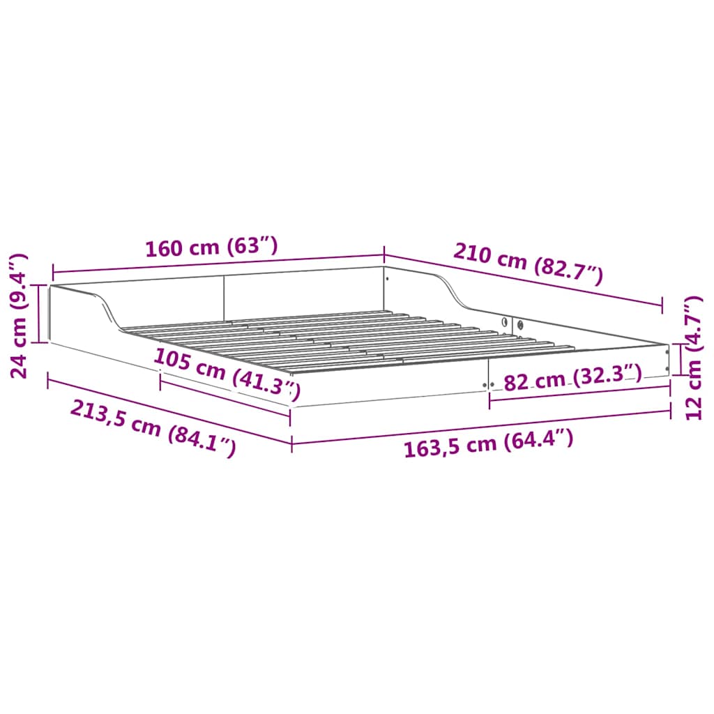 vidaXL Σκελετός Κρεβατιού Λευκό 160 x 210 cm Στερεά ξυλεία πεύκου