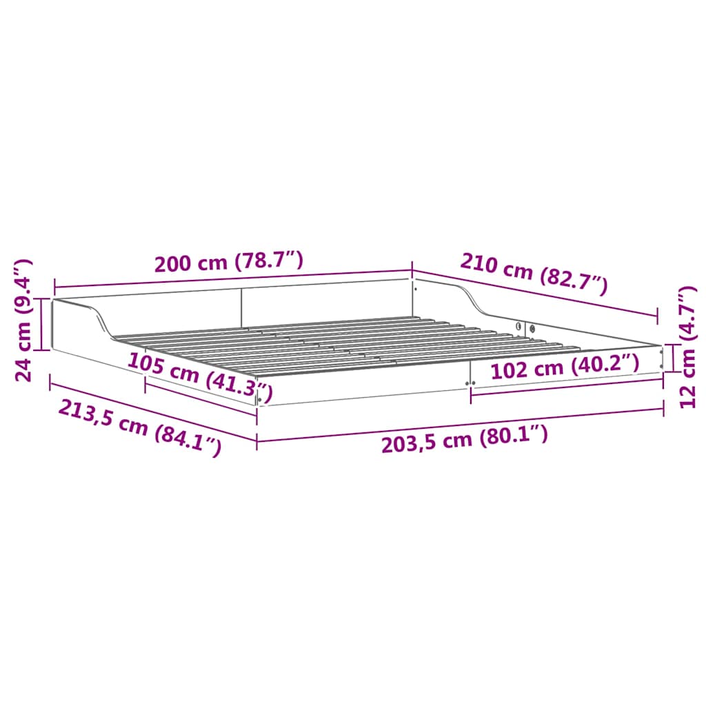 vidaXL Σκελετός Κρεβατιού Κερωτό καφέ 200 x 210 cm