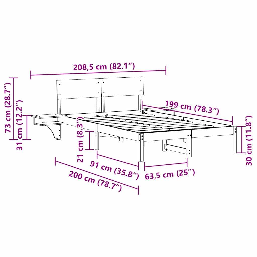 vidaXL Σκελετός Κρεβατιού Λευκό 135 x 190 cm Στερεά ξυλεία πεύκου