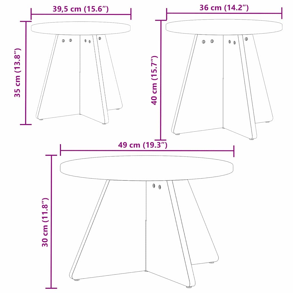 vidaXL Τραπεζάκι σαλονιού 3 pcs Λευκό