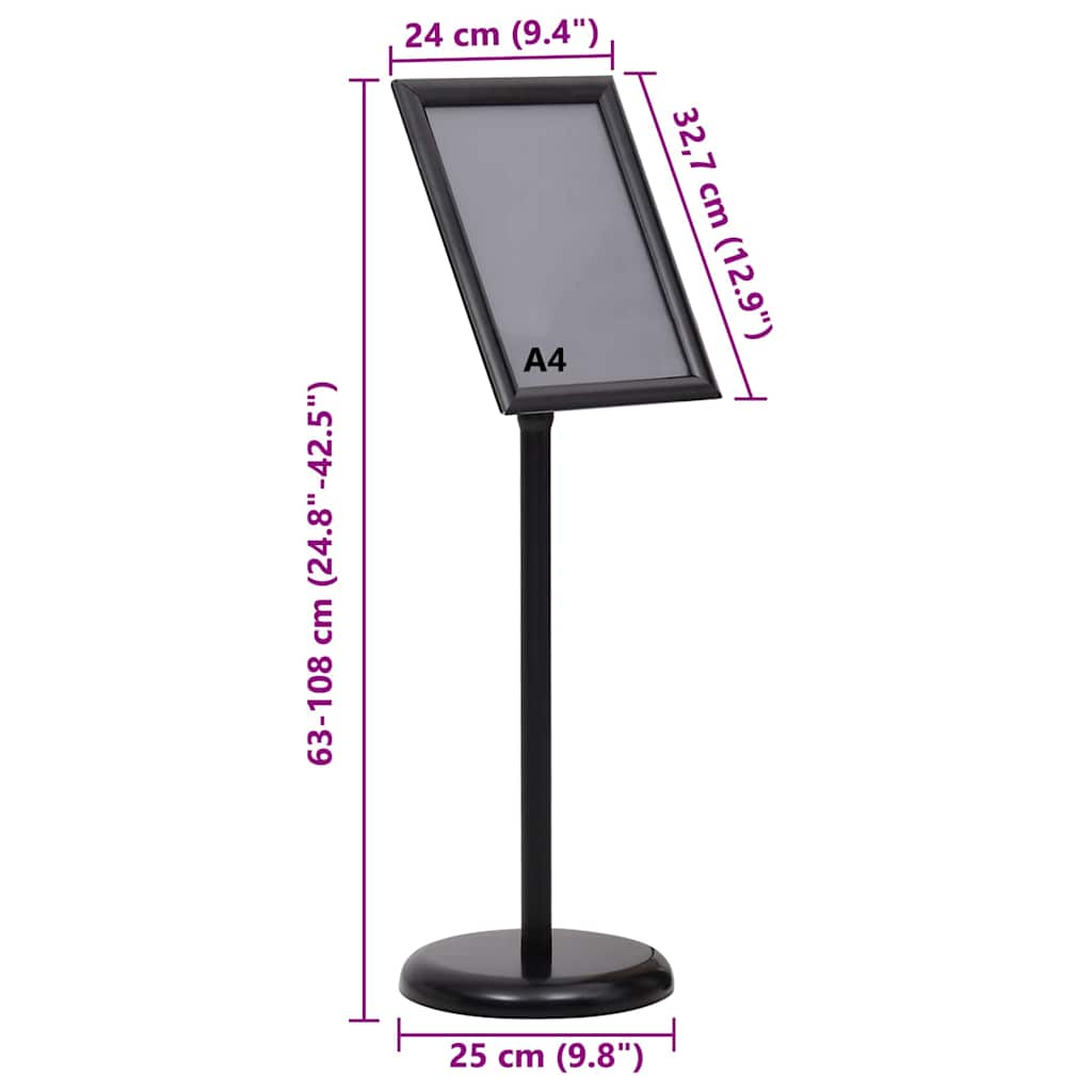 vidaXL Βάσεις Αφισών 2 pcs Μαύρο 32,7 x 24 x 108 εκ. Αλουμίνιο