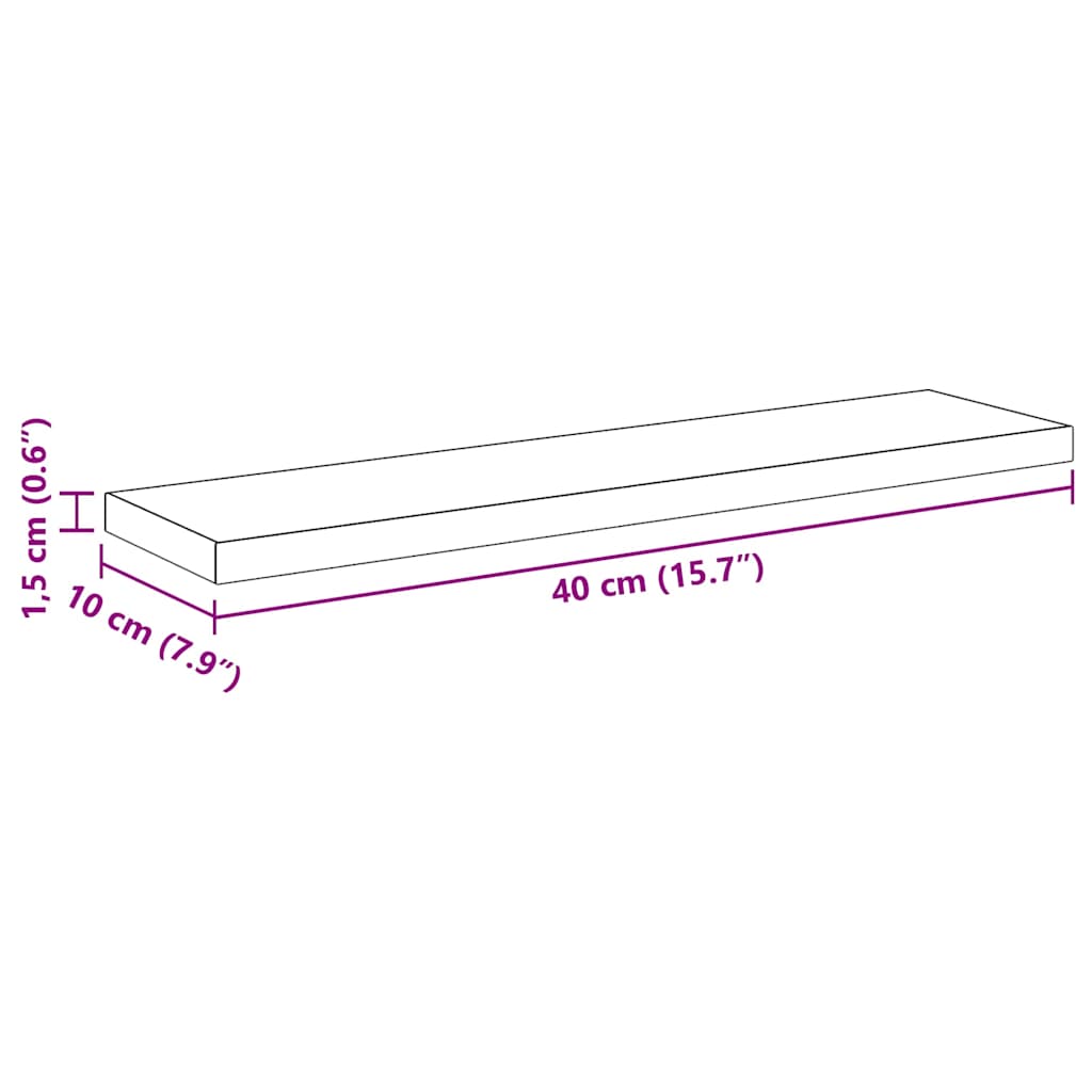 vidaXL Ράφι Βιβλίων 4 pcs Μαύρο 40 x 10 x 1,5 cm Επεξεργασμένο ξύλο