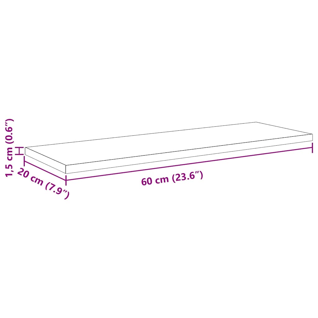 vidaXL Ράφι Βιβλίων 4 pcs Μαύρο 60 x 20 x 1,5 cm Επεξεργασμένο ξύλο