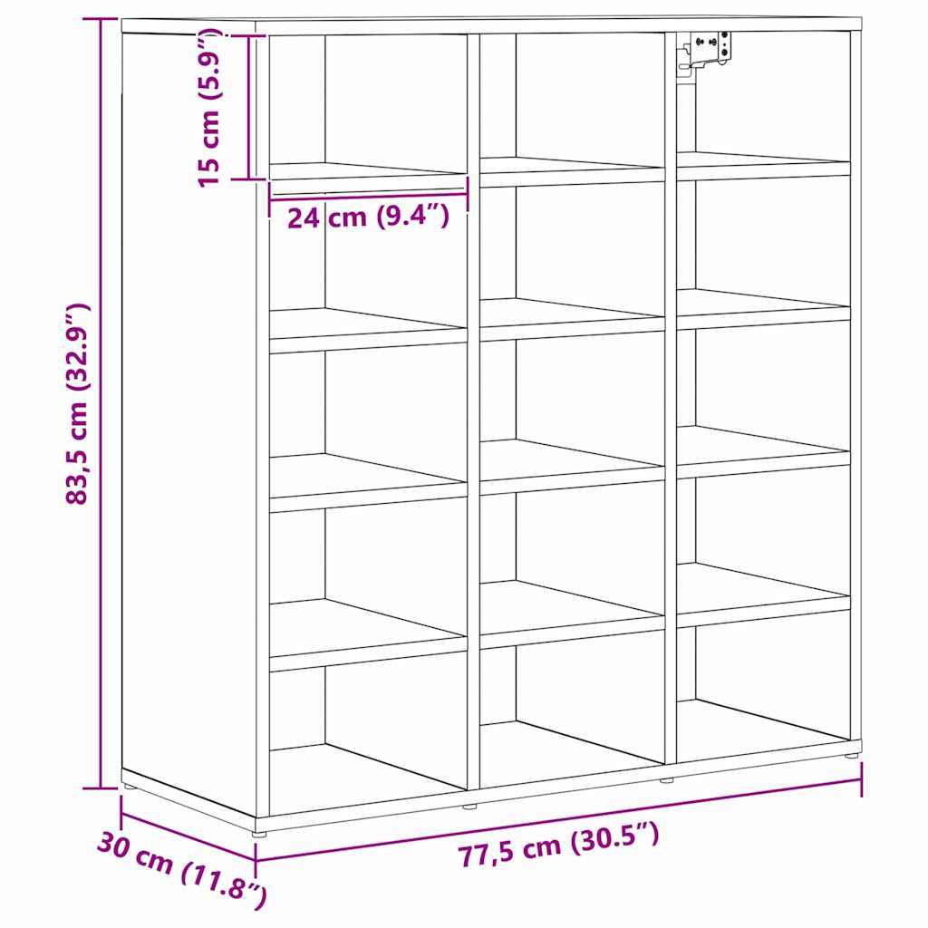 vidaXL Ντουλάπα Παπουτσιών με ράφι Παλιό ξύλο 77,5 x 30 x 83,5 εκ.