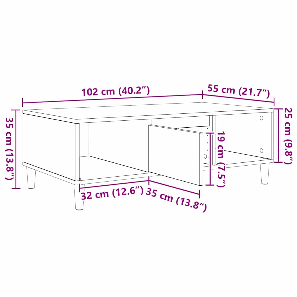 vidaXL Τραπεζάκι σαλονιού Καπνιστή δρυς 103.5 x 60 x 35 εκ