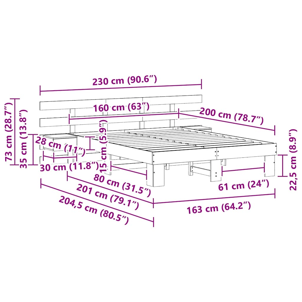 vidaXL Σκελετός Κρεβατιού Λευκό 160 x 200 cm Στερεά ξυλεία πεύκου