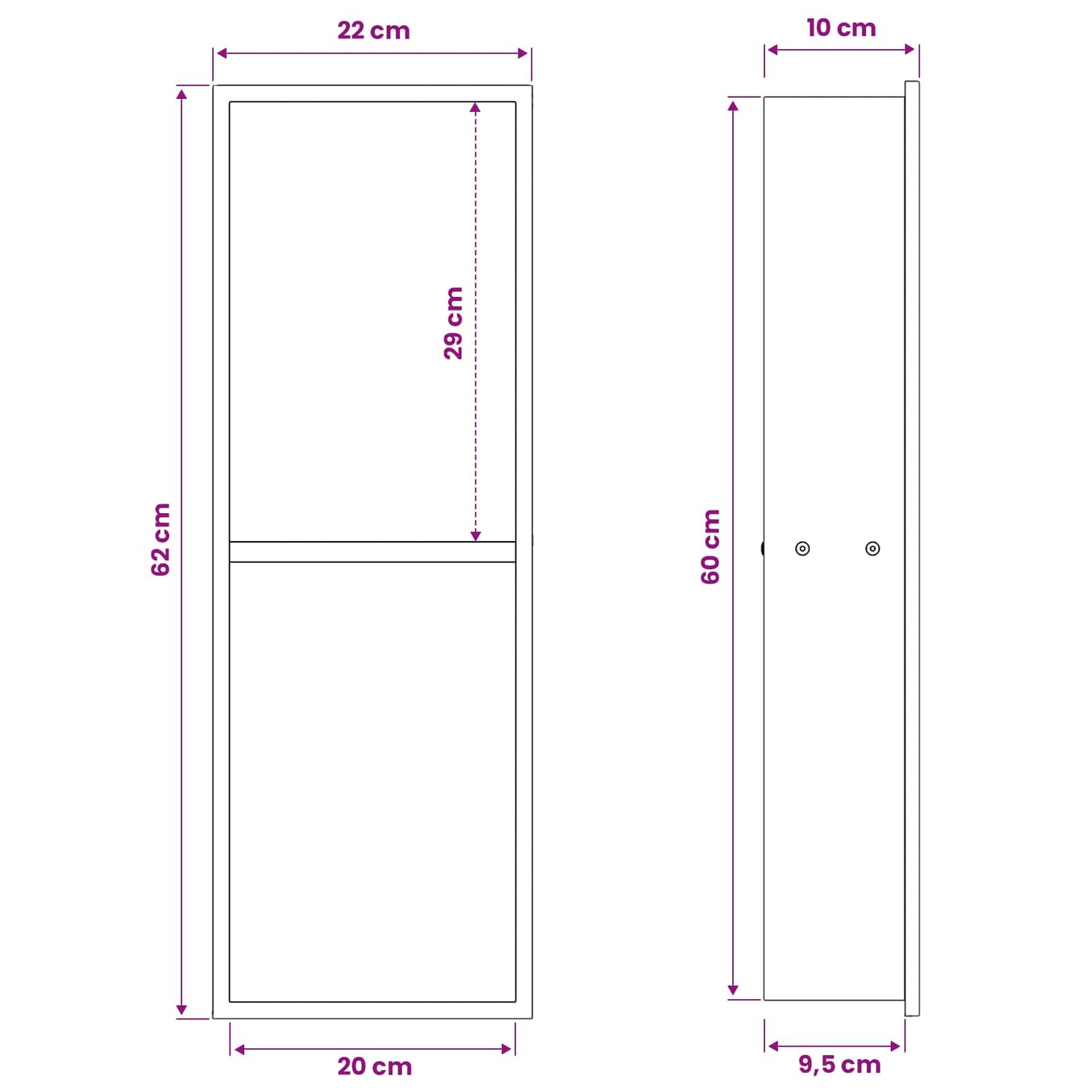 vidaXL Νίτσα Μπάνιου Ασημί 60 x 20 x 9,5 εκ Ανοξείδωτο ατσάλι