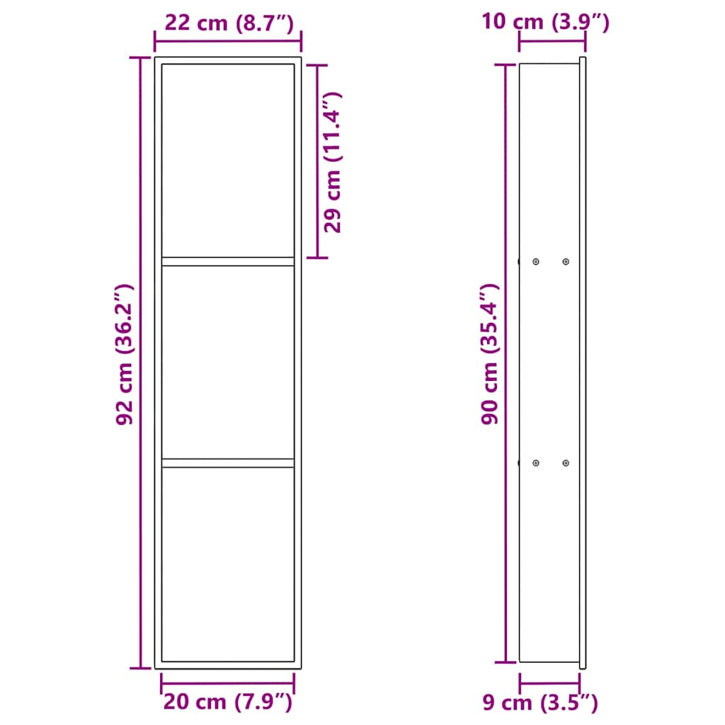 vidaXL Νίτσα Μπάνιου Μαύρο 90 x 20 x 9.5 εκ Ανοξείδωτο ατσάλι