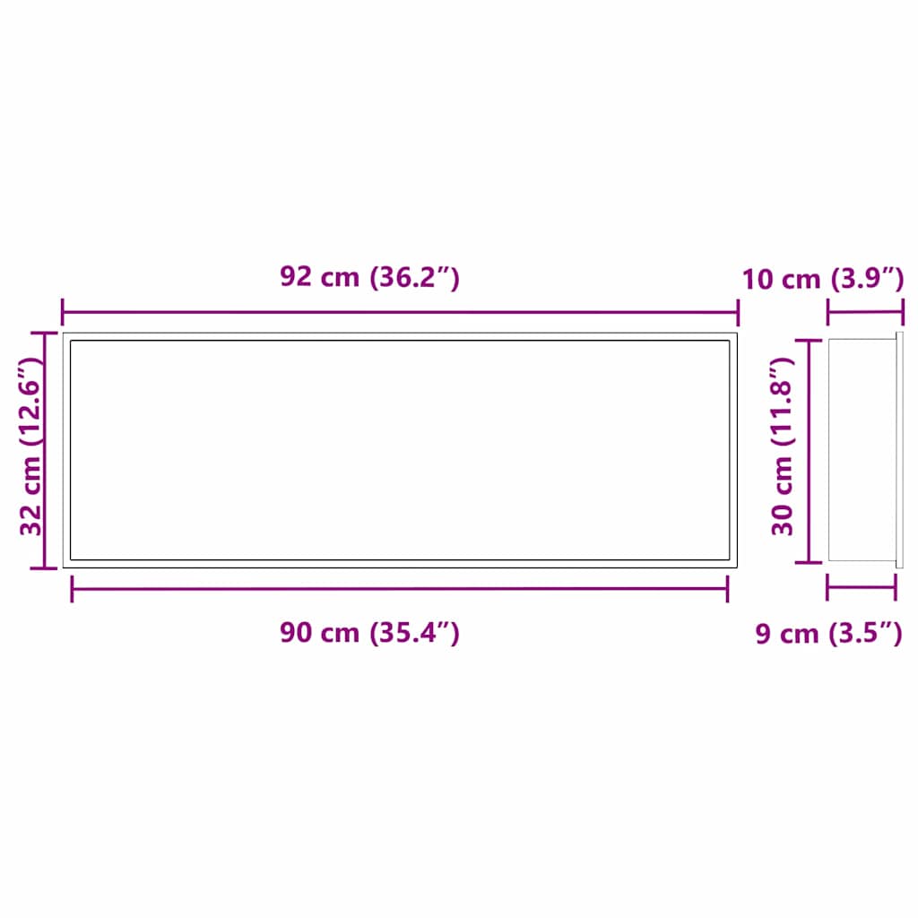vidaXL Νίτσα Μπάνιου Ασημί 90 x 30 x 9.5 εκ. Ανοξείδωτο ατσάλι