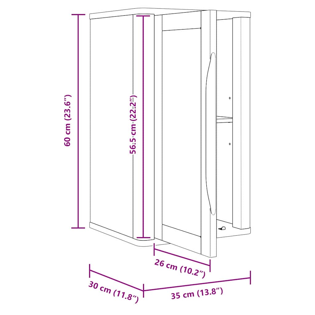 vidaXL Ντουλάπα τοίχου μπάνιου με ράφι Κερωτό καφέ 35 x 30 x 60 cm