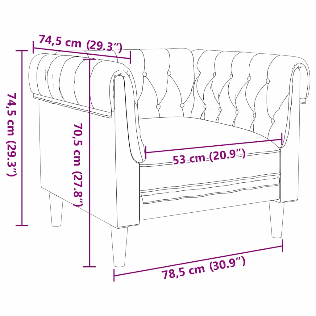 vidaXL Καναπές Σκούρο Γκρι 78,5 x 74,5 x 74,5 εκατοστά Πολυεστέρας