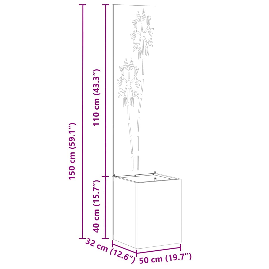 vidaXL Οθόνη Ιδιωτικότητας Κήπου Floral Ανθρακί 32 x 140 εκ.