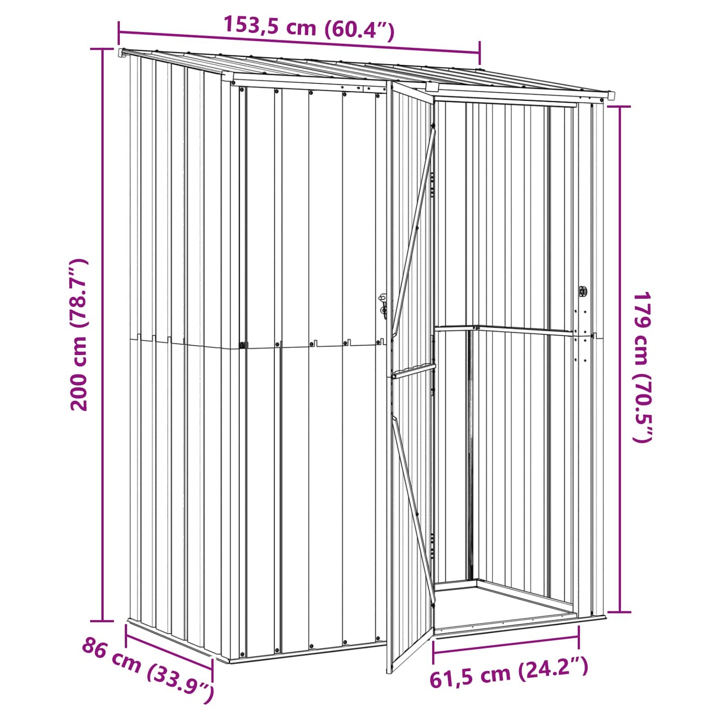 vidaXL Κηποσυνθέσεις Καφέ 153,5 x 86 x 200 εκ Μέταλλο