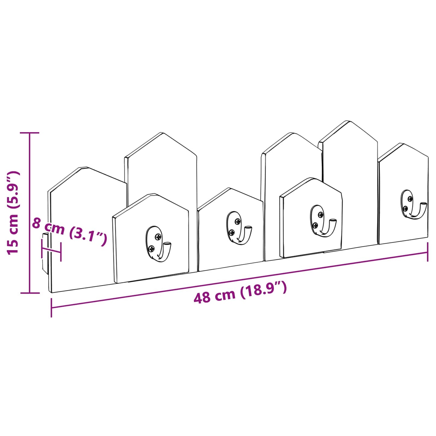 vidaXL Κρεμάστρα Καφέ 48 x 8 x 15 εκ. Στερεό ξύλο Μαόνι